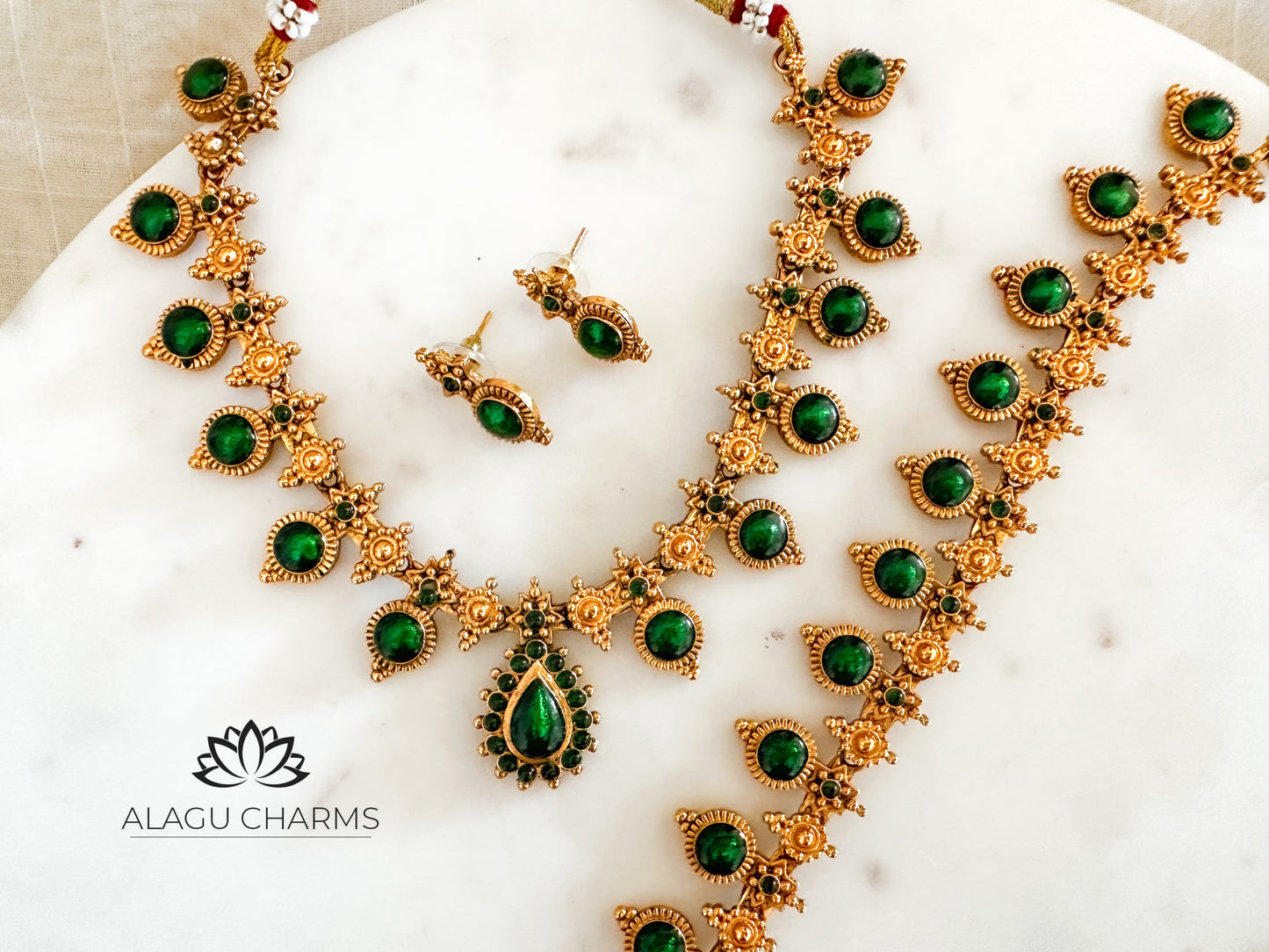 Hamshayini- Emerald green semi bridal combo