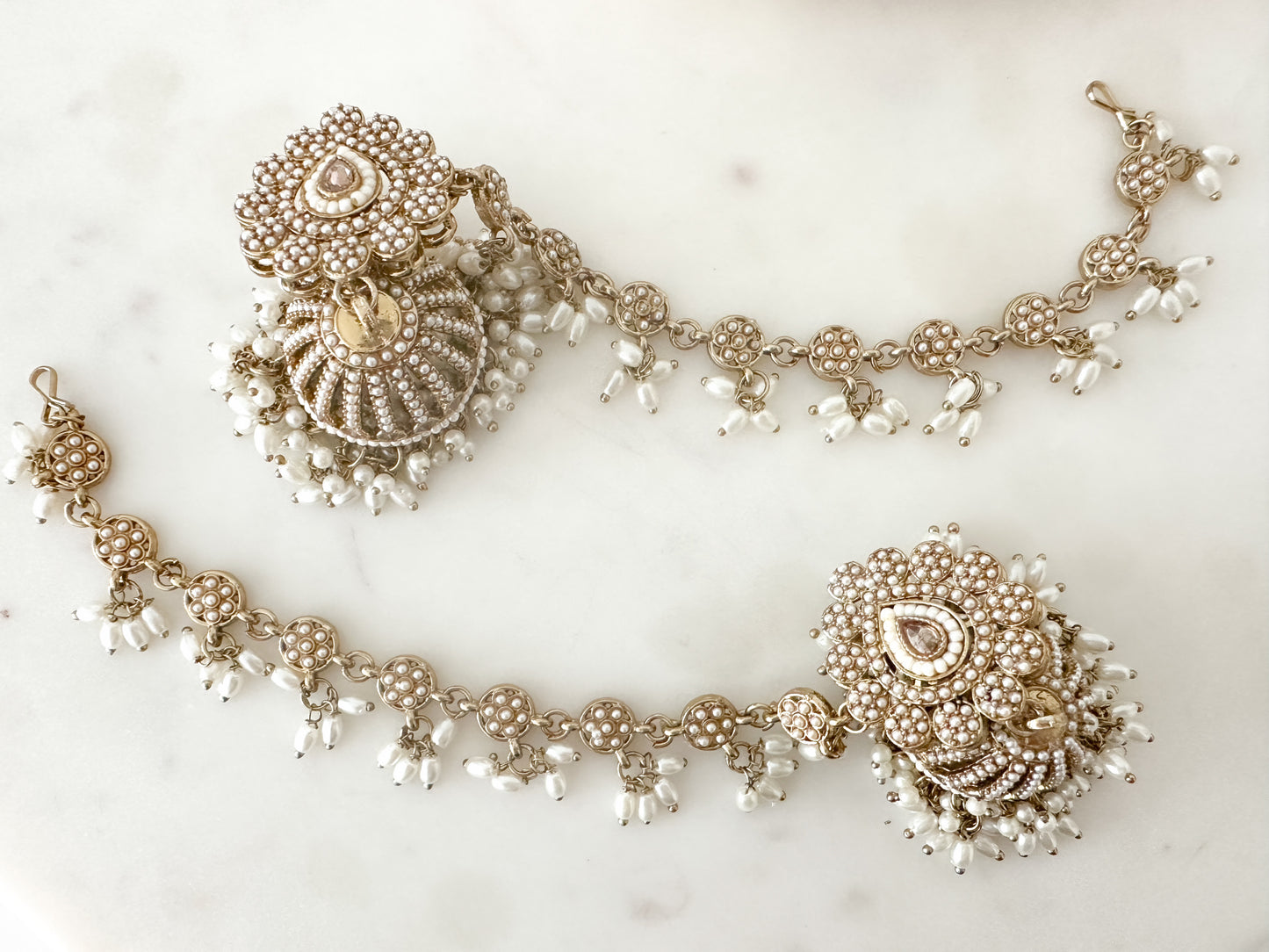 Polki Jhumka with ear chain