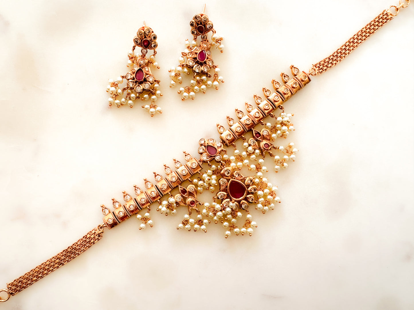 Guttapusalu Choker with Ruby stone