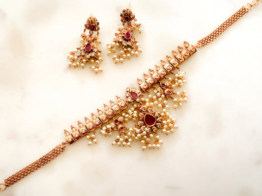 Guttapusalu Choker with Ruby stone