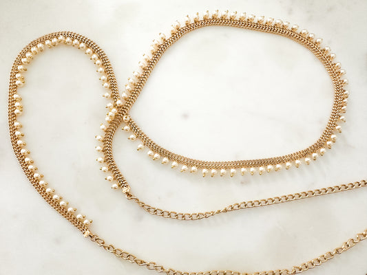 Karu- Antique gold waist chain with beads