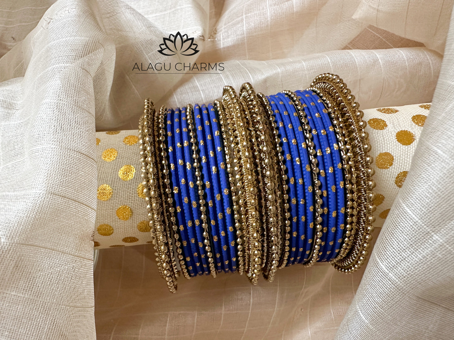 Blue bangles with dots