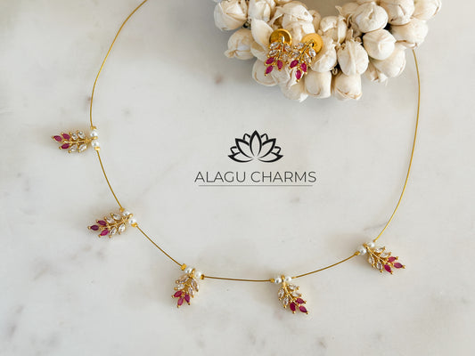 Riya- Invisible Necklace (ruby& clear stone)