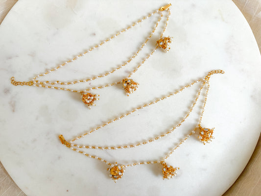 Pearl Ear Chain with dangling Jhumka