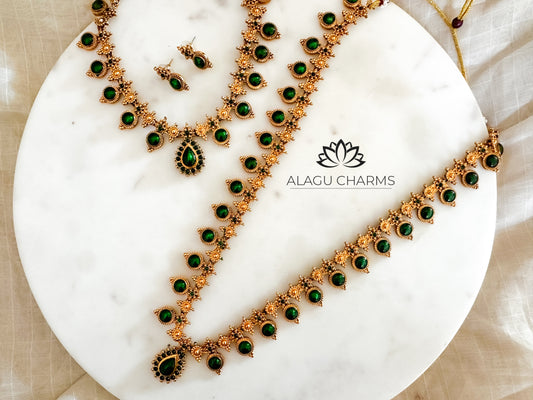 Hamshayini- Emerald green semi bridal combo