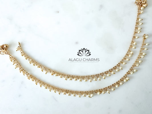 Gold anklets with pearls