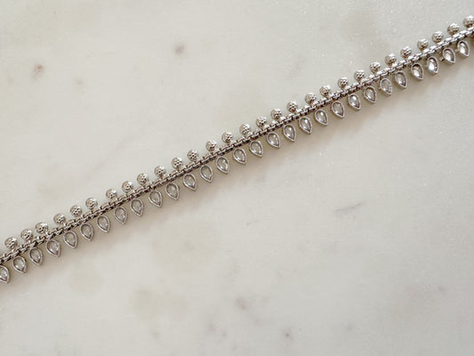 Silver waist chain with Polki stones