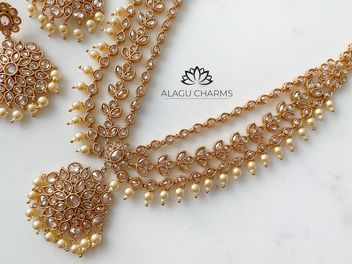 Polki Gold Long Necklace Set