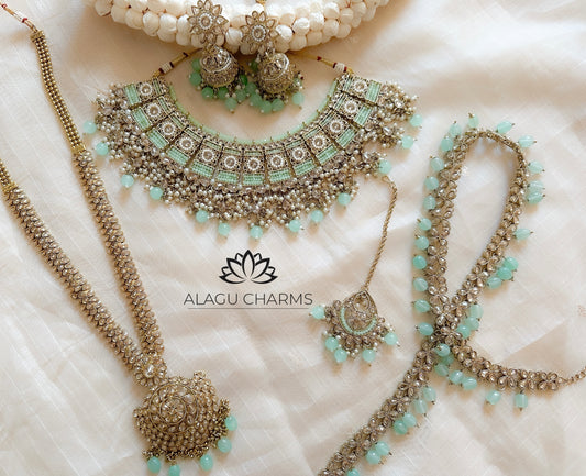 Mint Bridal Set with Polki Stones (Full Set)