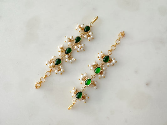 Ear Chain (Green stones)