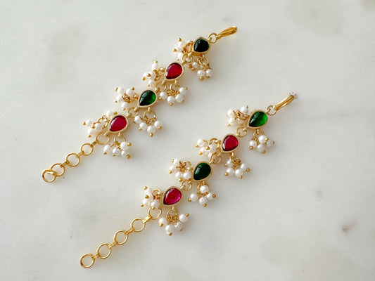 Ear Chain (Ruby Green stones)