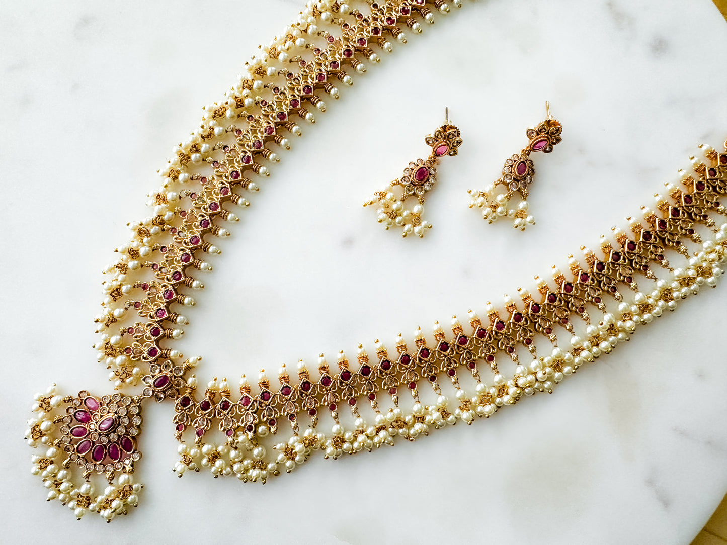Arathana- Guttapusalu Long Chain Set (Ruby)