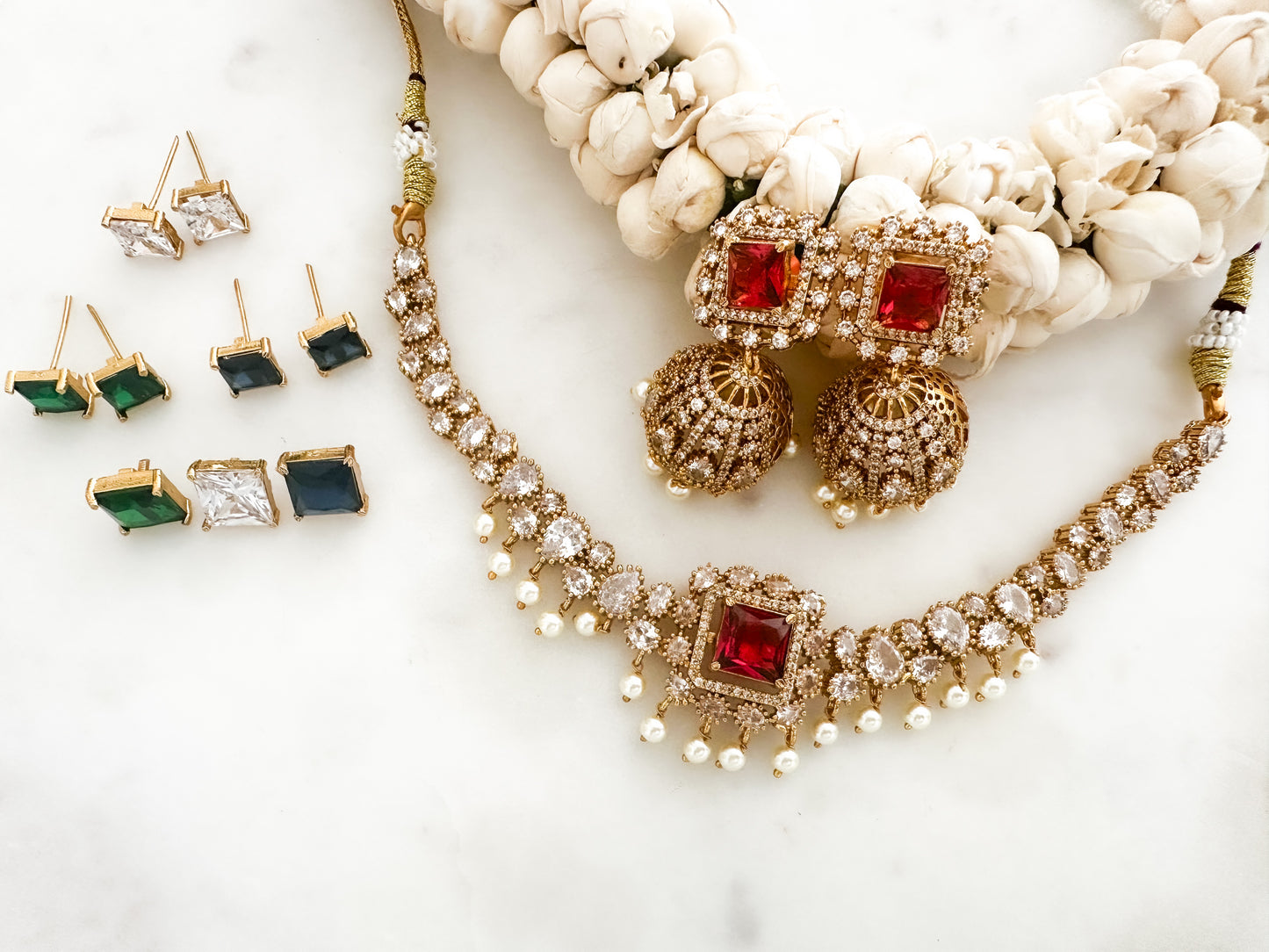 Neya- AD Necklace Set with exchangeable stones