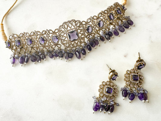 Yashna- AD Choker Set (purple)
