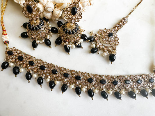 Kithu- Black Polki Choker Set