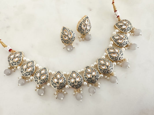 Grey Meenakari Set