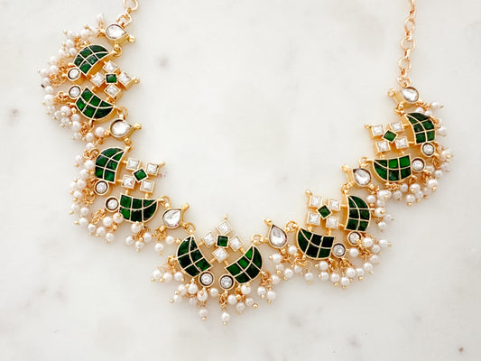 Jadau Kundan Necklace (green stone)