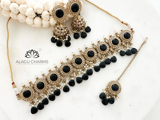 Polki Choker Set with black details