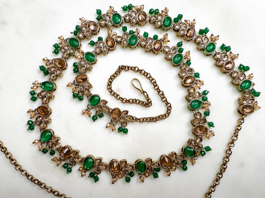Mona- Polki Waist Chain with green details