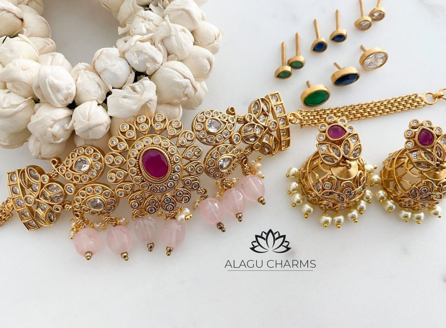 Bhanu- Traditional Choker Set with exchangeable Stones