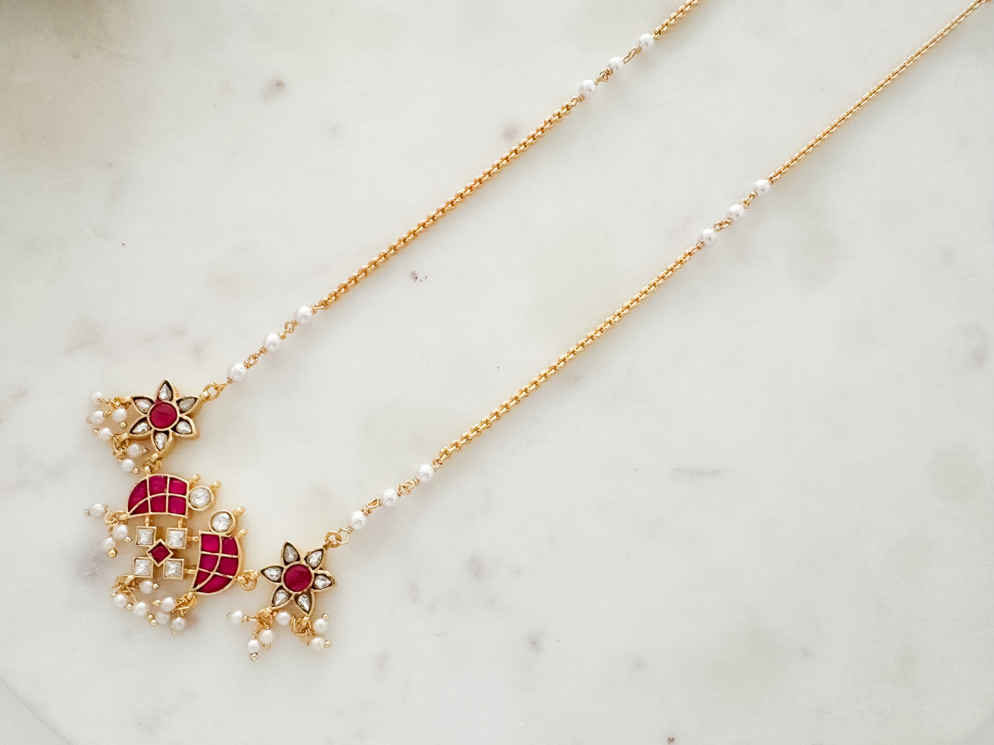 Jadau Kundan Long Chain (Ruby)