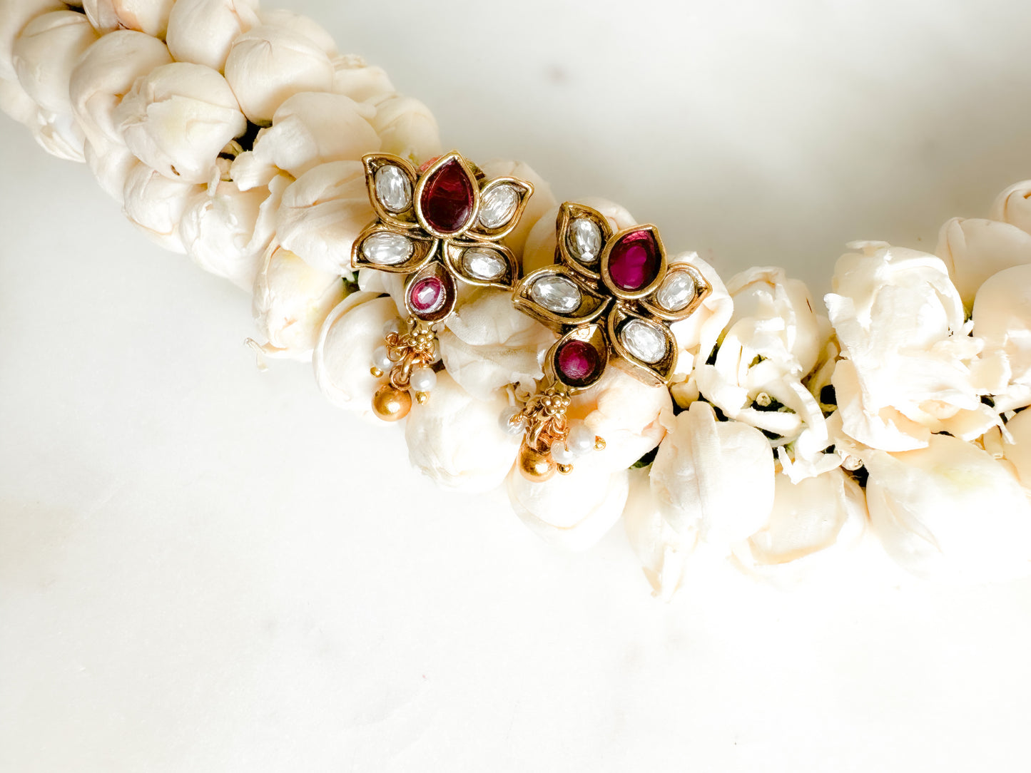 Lotus Earrings (ruby white)