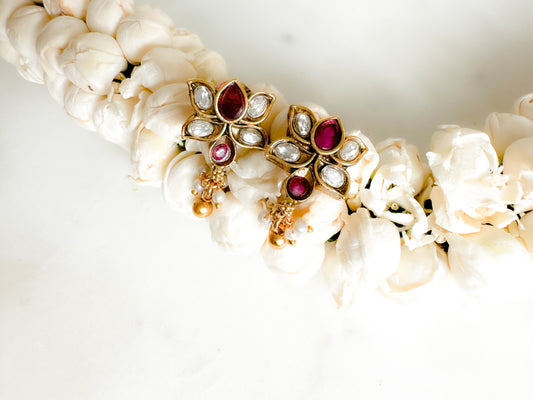 Lotus Earrings (ruby white)