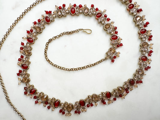 Mona- Polki Waist Chain with Red details