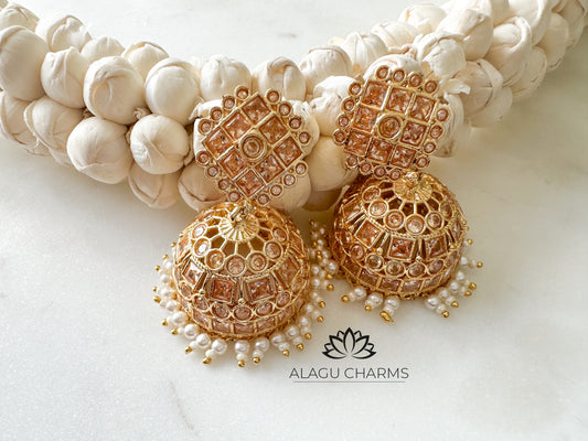 Gold Jhumka with Polki stones