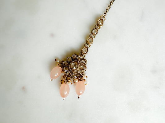 Polki Tikka with peach beads