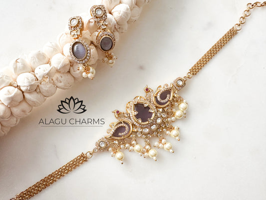 THARA- traditional choker set with greyish purple stones