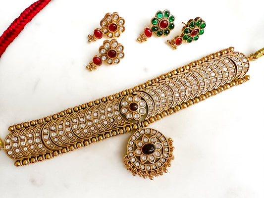 Kanmani- 2 sided kemp choker set